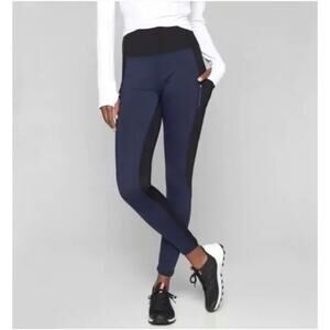 Athleta Traverse Leggings, Black/Blue, Size Small